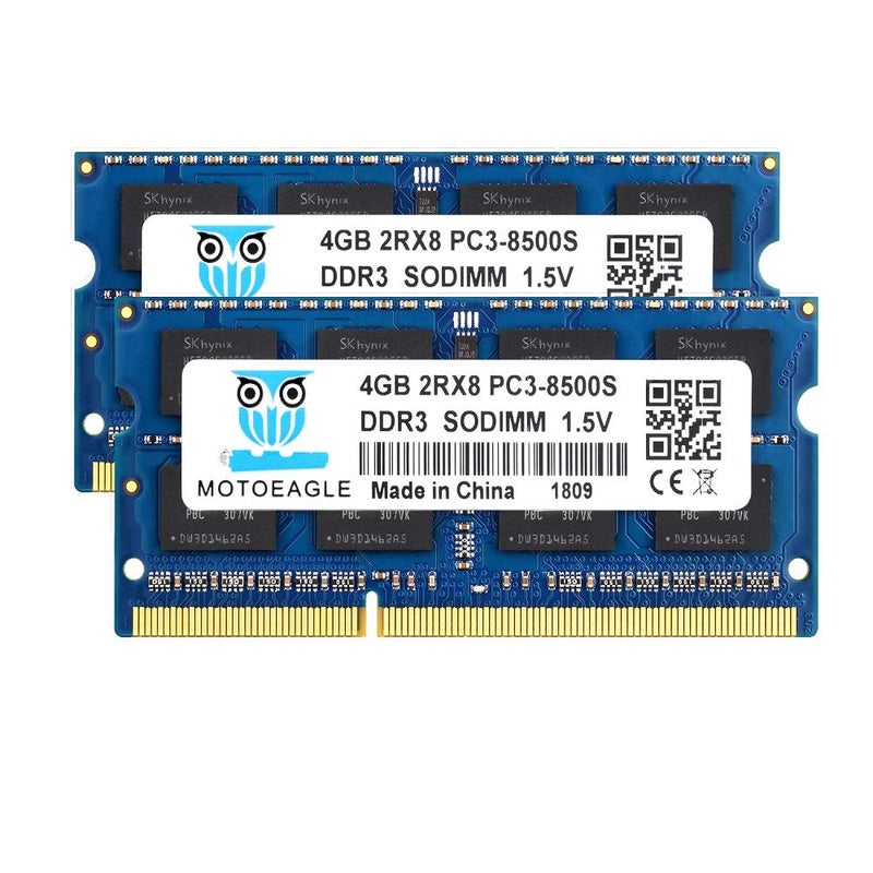 Motoeagle DDR3-1066 SODIMM 8GB Kit (2X4GB) 2Rx8 PC3 8500 8500S 4GB DDR3 1066MHz 1067MHz CL7 204-Pin 1.5V Non-ECC Unbuffered Laptop Memory RAM Modules - Image 1
